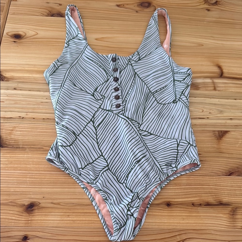 Leaf Print One Piece Swimsuit